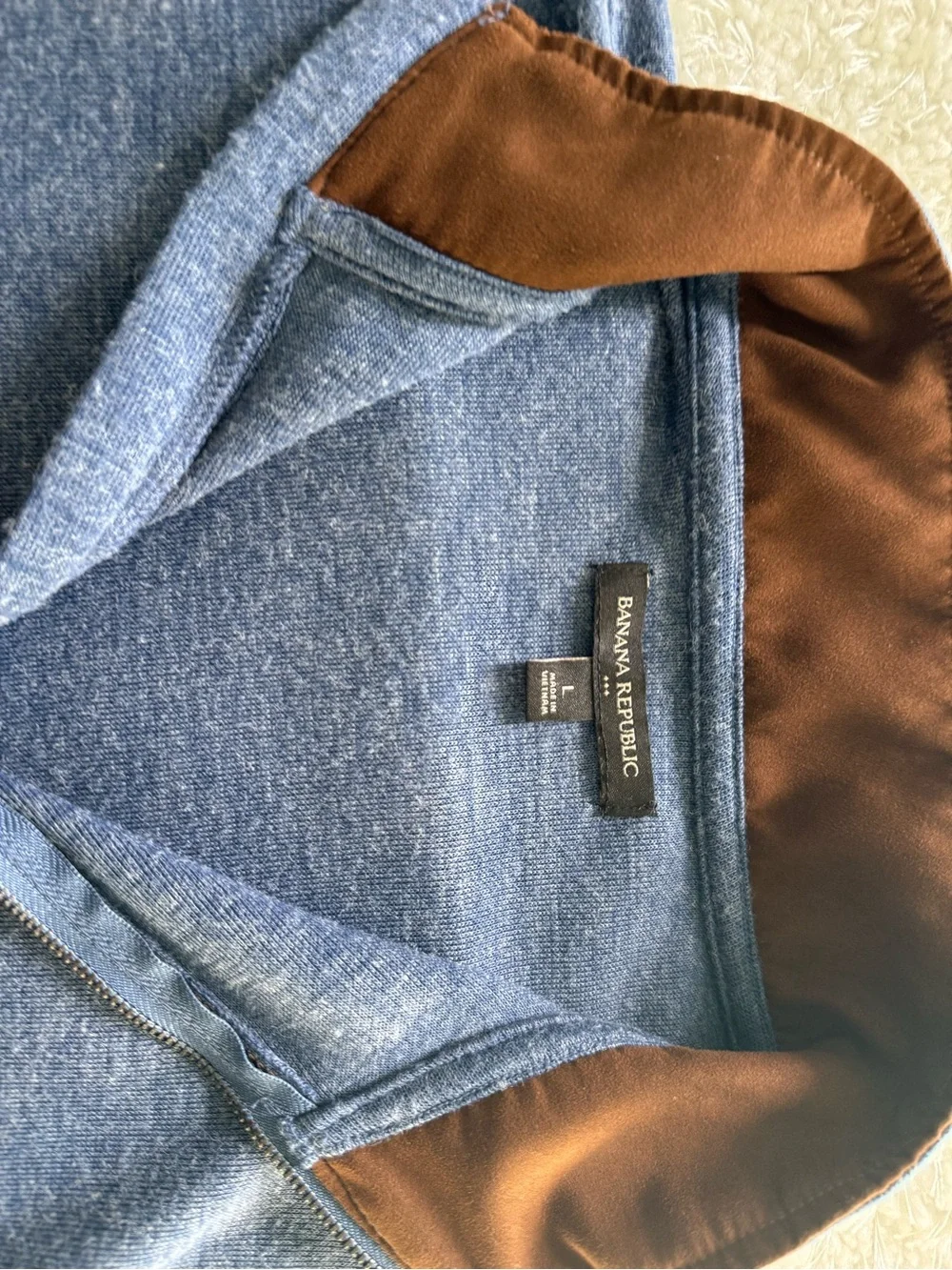 Banana Republic Men’s Heather Blue 1/4 Zip-Up Sweater